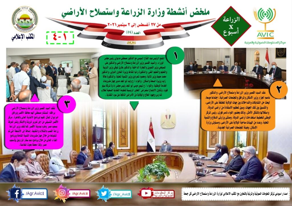 النشرة ٥٤ لمركز المعلومات الصوتية عن أنشطة وزارة الزراعة 