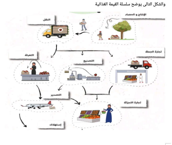 دراسة لـ”تكنولوجيا الأغذية” توضح طرق تقليل الفاقد والمهدر في الحاصلات البستانية 12 شكل توضيحى يوضح سلسلة القيمة الغذائية
