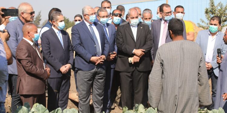 وزير الزراعة ومحافظ الغربية يتفقدان حقل خضر بالري الحديث 1 وزير الزراعة ومحافظ الغربية يتفقدان حقل خضر بالري الحديث