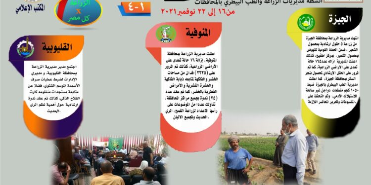 "الزراعة في كل مصر" العدد ١٦ حول أنشطة مديريات الزراعة والطب البيطري 1 الزراعة في كل مصر