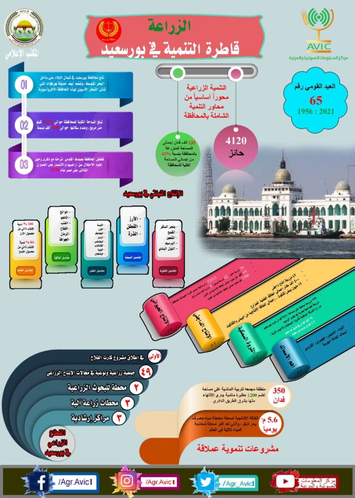 في عيدها القومي.. "الزراعة قاطرة التنمية في بورسعيد" (إنفوجراف) 12 بالأرقام .. الزراعة قاطرة التنمية في بورسعيد