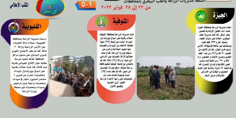 أنشطة مديريات الزراعة والطب البيطري في نشرة "الزراعة في كل مصر" 1 أنشطة مديريات الزراعة