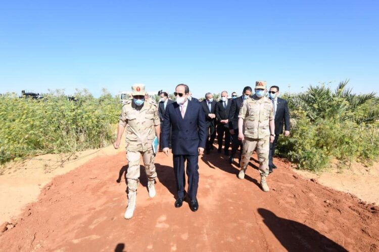 الرئيس السيسي يتفقد منطقة توشكى مع بداية موسم حصاد القمح