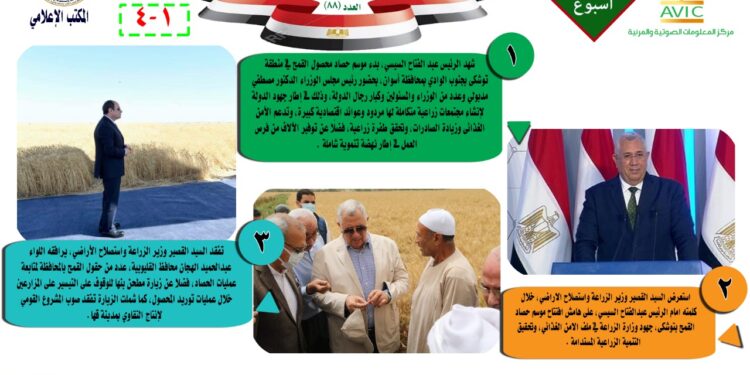 "الزراعة في أسبوع" نشرة الحصاد رقم ٨٨ لأنشطة الوزارة في الفترة من ٢٢ وحتى ٢٨ أبريل الجاري 1 الزراعة في أسبوع