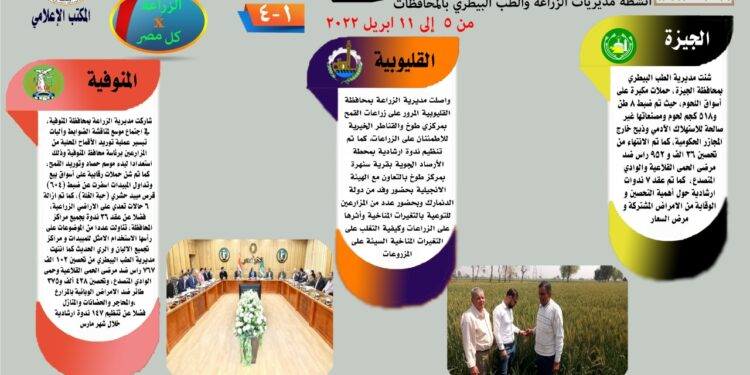 مركز المعلومات الصوتية يصدر نشرته الـ 36 عن أنشطة مديريات الزراعة والطب البيطري 1 مركز المعلومات الصوتية يصدر نشرته الـ 36 عن أنشطة مديريات الزراعة والطب البيطري