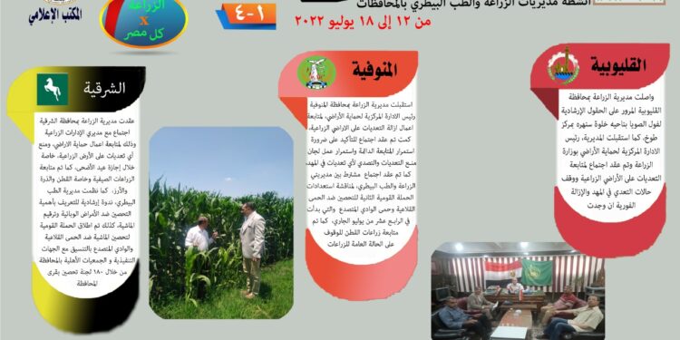 تفاصيل أنشطة مديريات الزراعة والطب البيطري في أسبوع (انفو جراف) 1 تفاصيل أنشطة مديريات الزراعة والطب البيطري في أسبوع (انفو جراف)