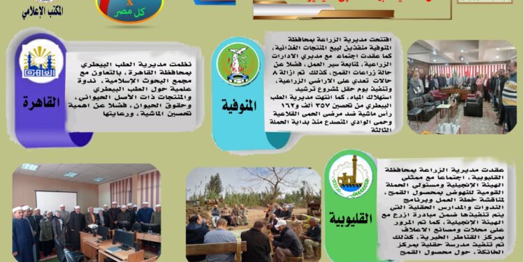 "الزراعة في كل مصر" تعرف على أنشطة وجهود مديريات الزراعة والطب البيطري خلال الفترة من ٢٧ ديسمبر وحتى ٢ يناير الجاري 1 الزراعة في كل مصر