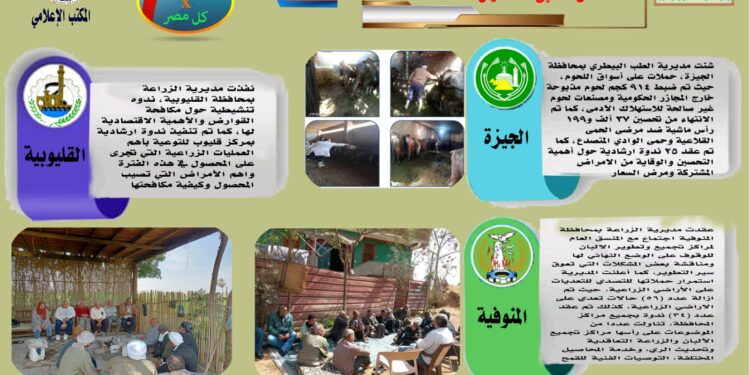 "انفوجراف وفيديو".. تعرف على أنشطة مديريات الزراعة والطب البيطري خلال الفترة من ١٤ وحتى ٢٠ مارس الجاري 1 “انفوجراف وفيديو”.. تعرف على أنشطة مديريات الزراعة والطب البيطري خلال الفترة من ١٤ وحتى ٢٠ مارس الجاري