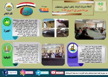 انفوجراف وفيديو.. تعرف على أنشطة وجهود مديريات الزراعة والطب البيطري خلال أسبوع