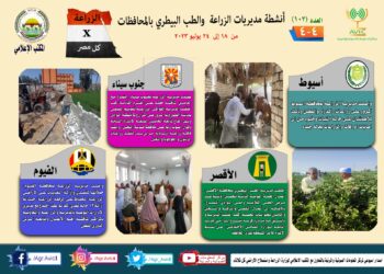 انفوجراف وفيديو| أنشطة وجهود مديريات الزراعة والطب البيطري خلال أسبوع