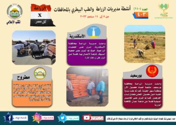انفوجراف وفيديو| تعرف على أنشطة وجهود مديريات الزراعة والطب البيطري خلال أسبوع