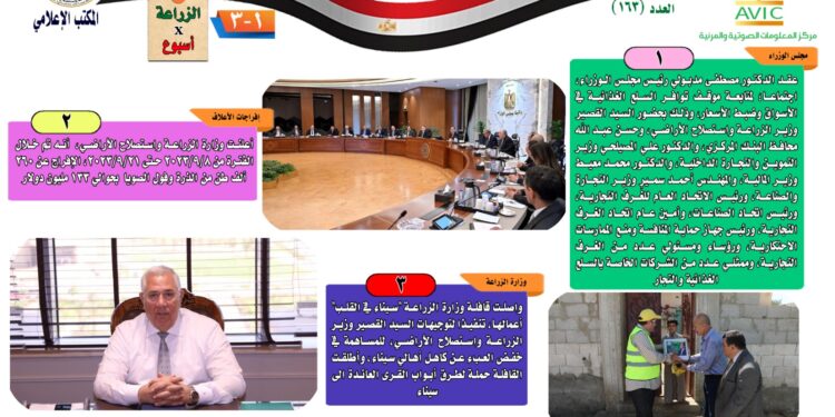 "الزراعة في أسبوع" نشرة الحصاد رقم ١٦٣ لأنشطة الوزارة في الفترة من ٢٩ سبتمبر وحتى ٥ أكتوبر الجاري 1 الزراعة في أسبوع