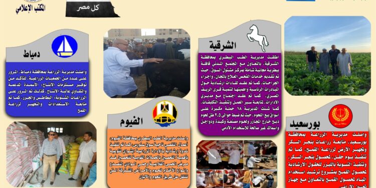 انفوجراف وفيديو| تعرف على أنشطة وجهود مديريات الزراعة والطب البيطري خلال أسبوع 1 انفوجراف وفيديو| تعرف على أنشطة وجهود مديريات الزراعة والطب البيطري خلال أسبوع