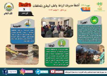 انفوجراف وفيديو|  تعرف على أنشطة وجهود مديريات الزراعة والطب البيطري خلال أسبوع
