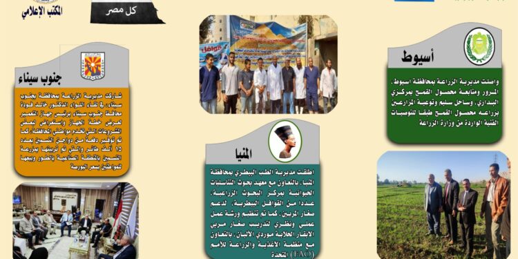 انفوجراف وفيديو|  تعرف على أنشطة وجهود مديريات الزراعة والطب البيطري خلال أسبوع