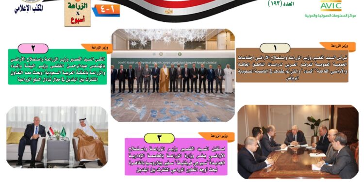 "الزراعة في أسبوع" نشرة الحصاد رقم ١٩٣ لأنشطة الوزارة في الفترة من ٢٦ أبريل وحتى ٢ مايو الجاري 1 “الزراعة في أسبوع” نشرة الحصاد  رقم ١٩٣  لأنشطة الوزارة في الفترة من ٢٦ أبريل وحتى ٢ مايو  الجاري