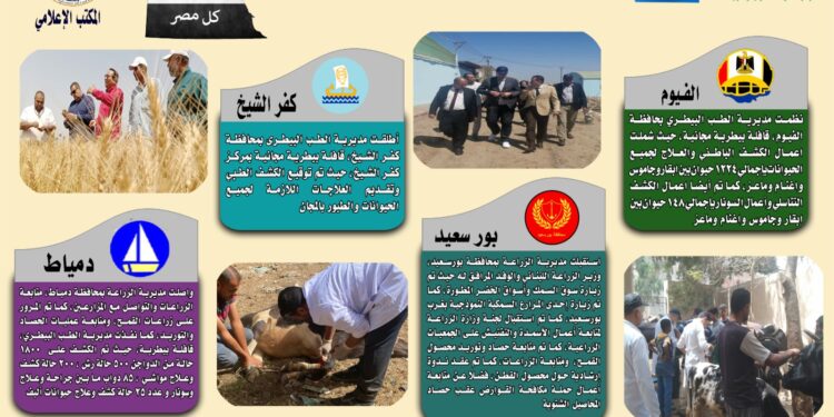 انفوجراف وفيديو| تعرف على أنشطة وجهود مديريات الزراعة والطب البيطري خلال أسبوع