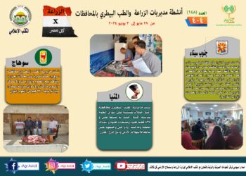 انفوجراف وفيديو| تعرف على أنشطة وجهود مديريات الزراعة والطب البيطري خلال أسبوع