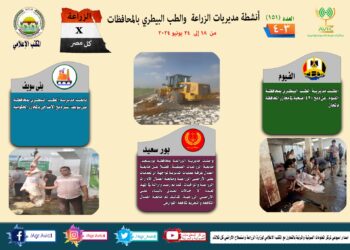 انفوجراف وفيديو|  تعرف على أنشطة وجهود مديريات الزراعة والطب البيطري خلال أسبوع